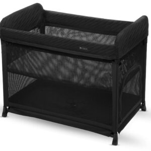 Kinderkraft MOON Dream bērnu ceļojumu gultiņa ar 2 līmeņiem krāsa Black