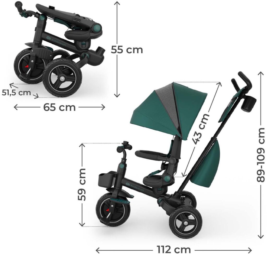Kinderkraft SPINSTEP 2 Plus stumjamais trīsritenis bērniem 6in1 krāsa Green