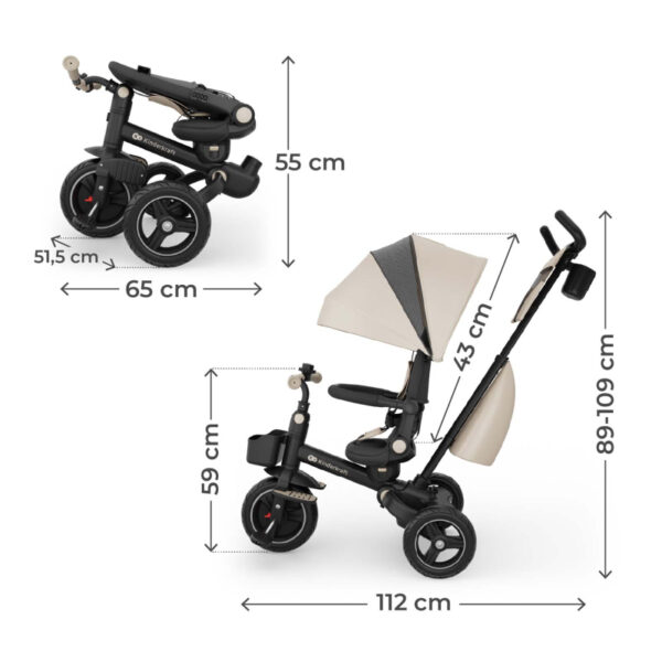 Autokreslini.lv | SPINSTEP 2 Plus stumjamais trīsritenis bērniem 6in1 krāsa Beige bilde #15