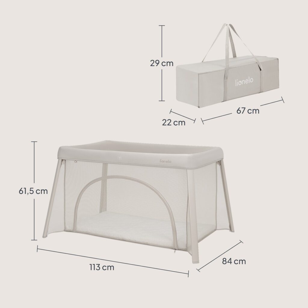 Lionelo MILA bērnu ceļojuma gultiņa krāsa BEIGE CREAM