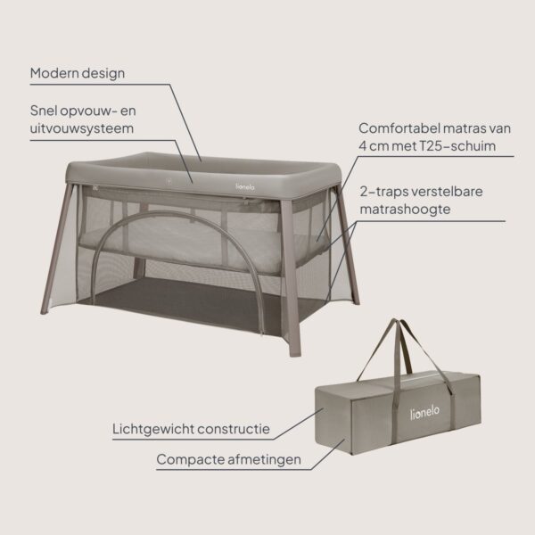Autokreslini.lv | Mila ceļojuma gultiņa krāsa BEIGE TAUPE bilde #39