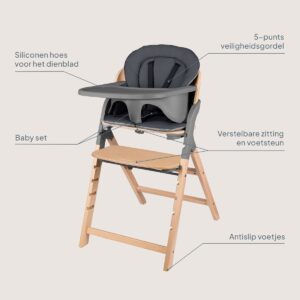 Lionelo Megan 3in1 barošanas krēsls krāsa GREY WOOD