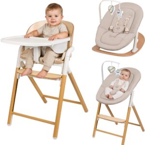 Lionelo CELIA set barošanas krēsla komplekts bērniem krāsa WHITE NATURAL WOOD