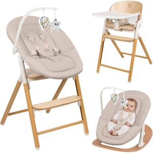 Lionelo CELIA set barošanas krēsla komplekts bērniem krāsa WHITE NATURAL WOOD