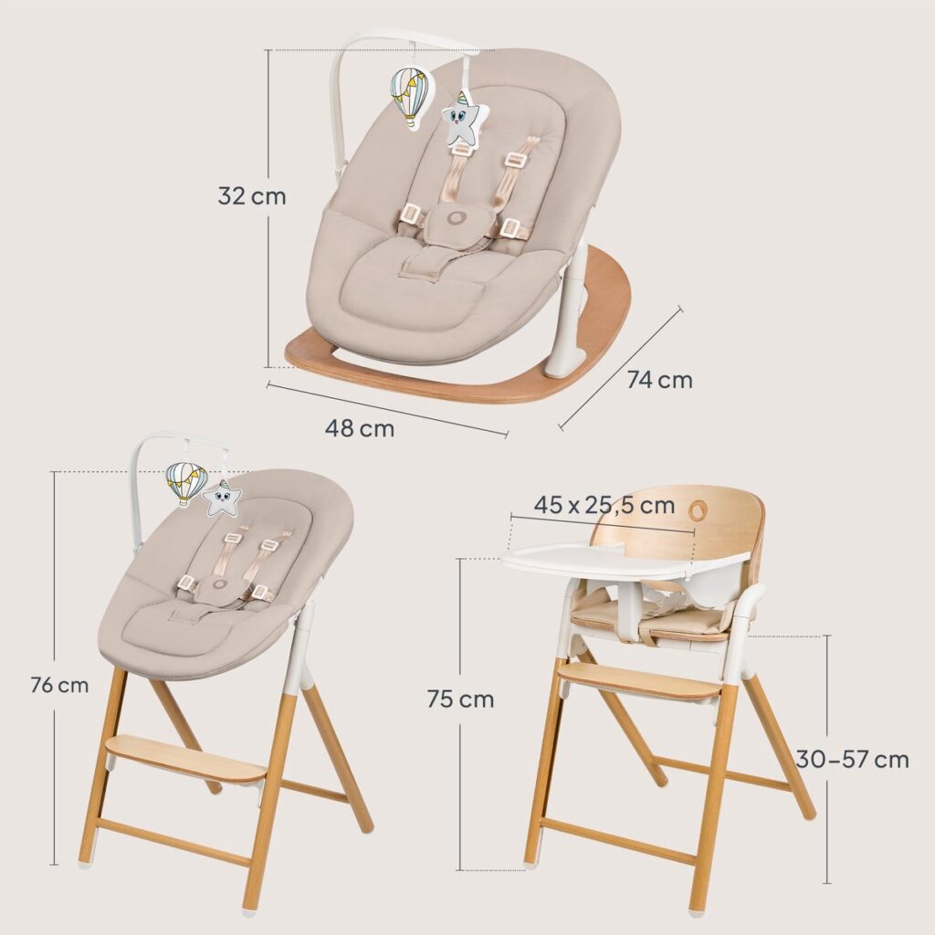 Lionelo CELIA set barošanas krēsla komplekts bērniem krāsa WHITE NATURAL WOOD
