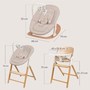 Lionelo CELIA set barošanas krēsla komplekts bērniem krāsa WHITE NATURAL WOOD