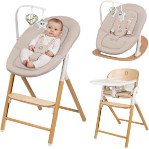 Lionelo CELIA set barošanas krēsla komplekts bērniem krāsa WHITE NATURAL WOOD