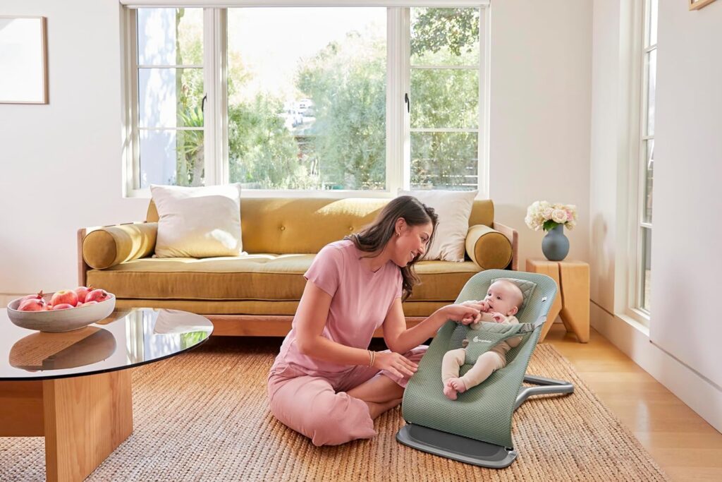 ERGOBABY Evolve Mesh 3in1 šūpuļkrēsls mazuļiem krāsa Sage Green