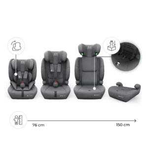 Kinderkraft Comfort UP 2 PLUS autokrēsliņš bērniem 76-150cm krāsa Grey