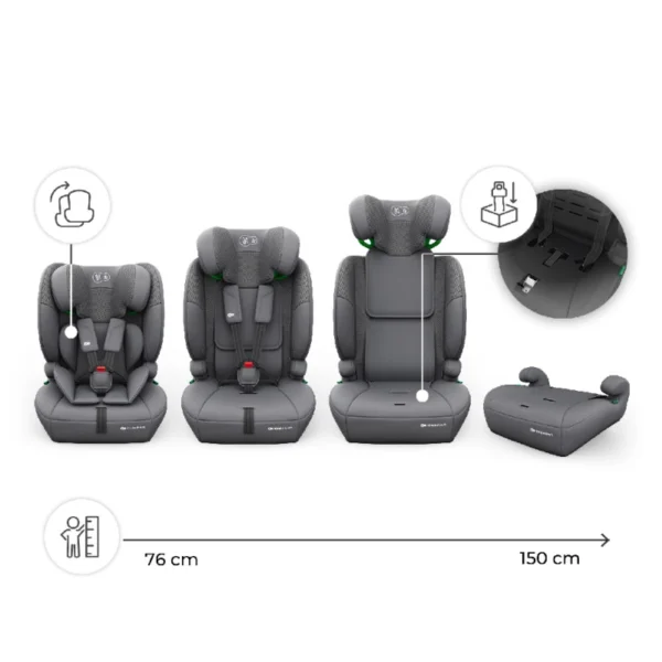 Kinderkraft Comfort UP 2 PLUS autokrēsliņš bērniem 76-150cm krāsa Grey