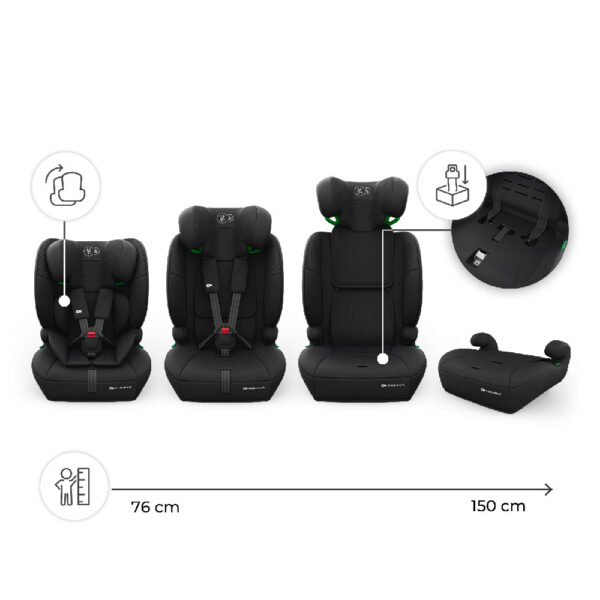 Kinderkraft Comfort UP 2 PLUS autokrēsliņš bērniem 76-150cm krāsa Black