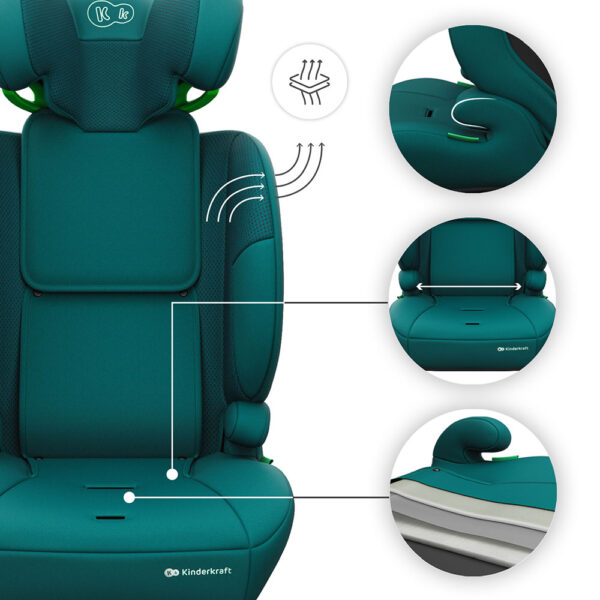Kinderkraft Comfort UP 2 PLUS autokrēsliņš bērniem 76-150cm krāsa Green