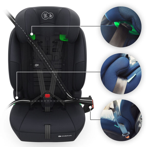 Kinderkraft Comfort UP 2 PLUS autokrēsliņš bērniem 76-150cm krāsa Black