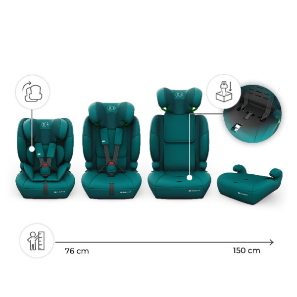 Kinderkraft Comfort UP 2 PLUS autokrēsliņš bērniem 76-150cm krāsa Green