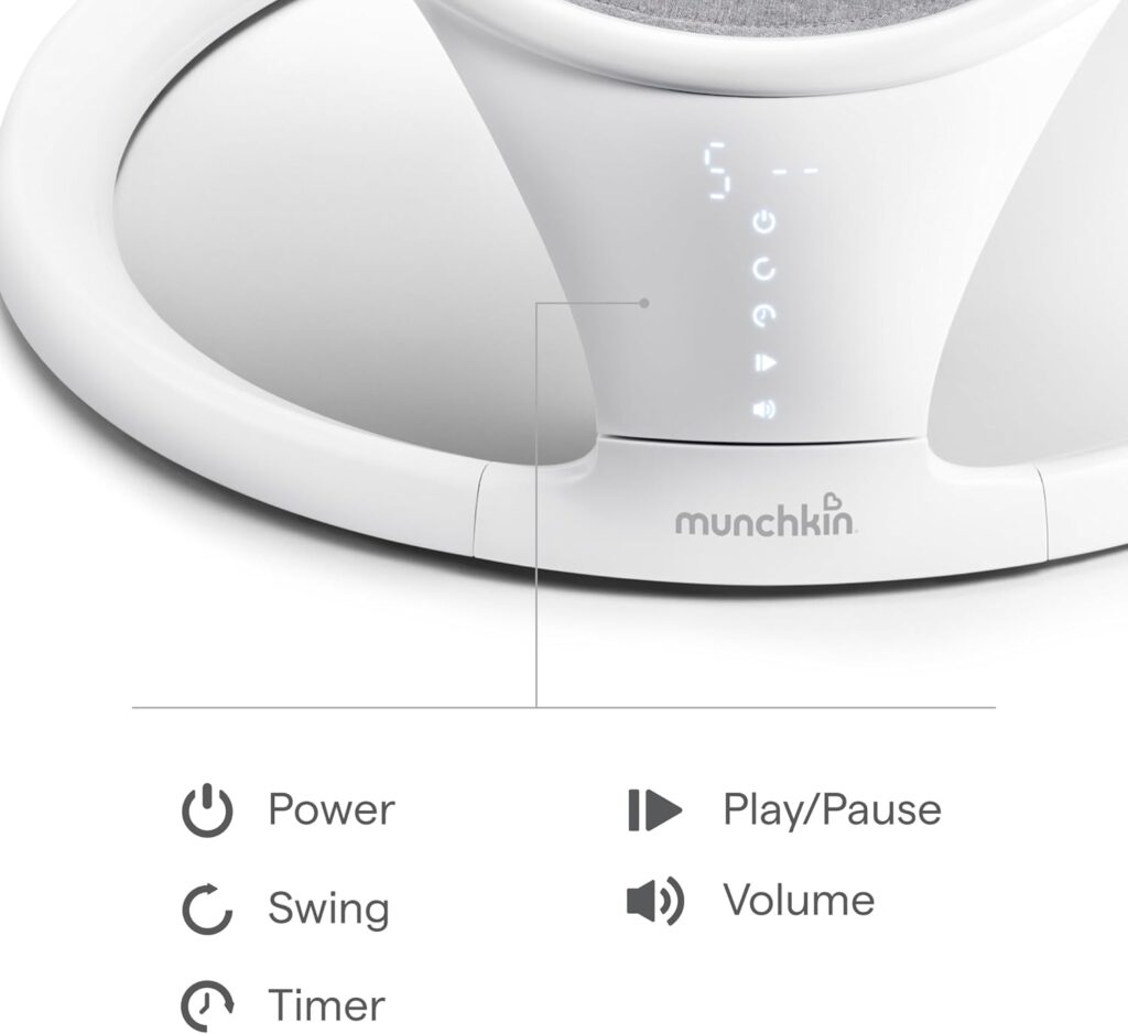 Munchkin Baby Swing elektronisks mazuļu šūpoļkrēsliņš krāsa White/Grey