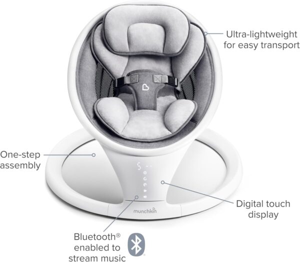 Munchkin Spring 2in1 mazuļu šūpoļkrēsliņš krāsa Grey