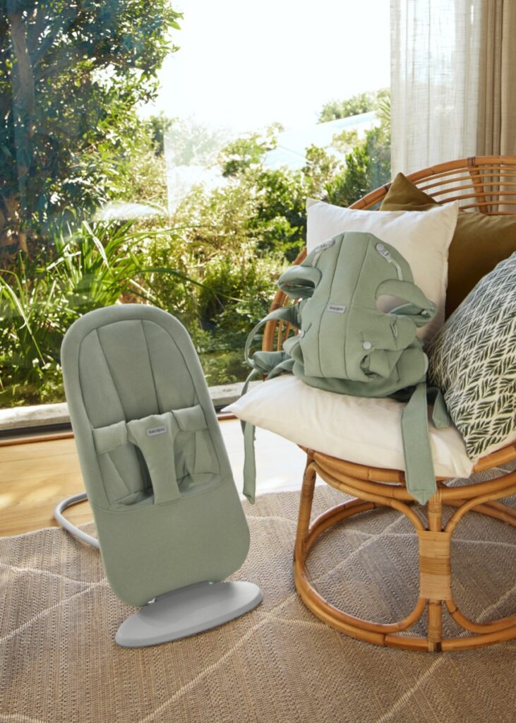 BabyBjorn BEGIN šūpuļkrēsls mazuļiem 0-9kg krāsa Light Green Brushed Woven