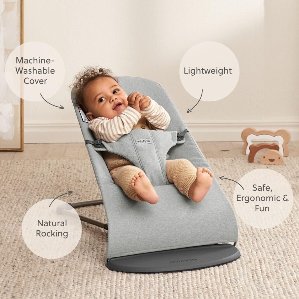 BabyBjorn BLISS šūpuļkrēsls mazuļiem 0-13kg krāsa Light Grey Melange Woven