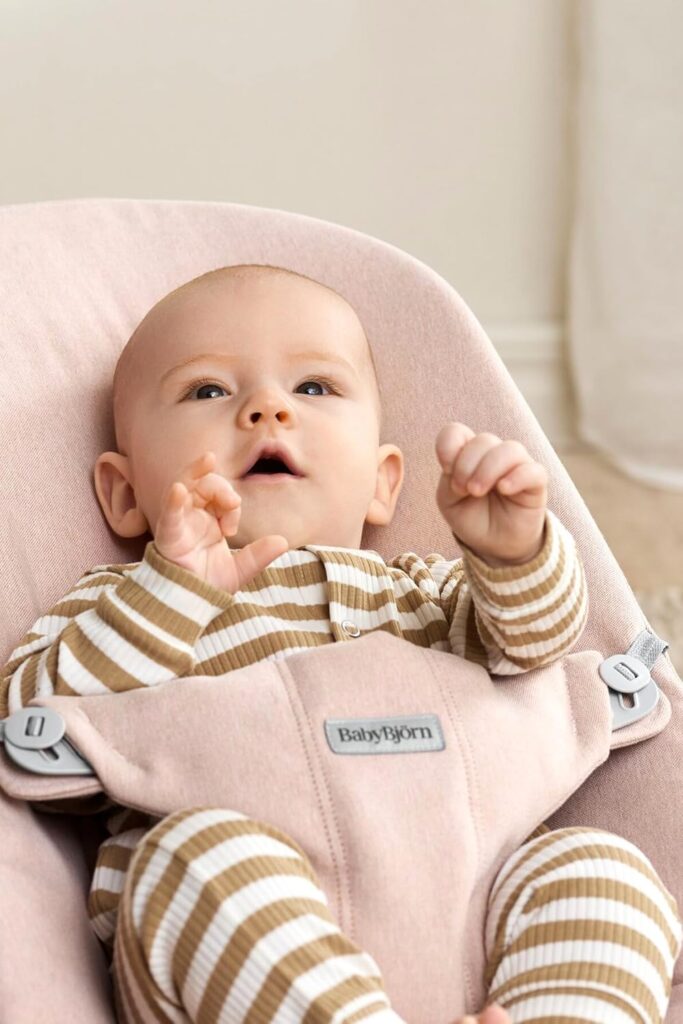 BabyBjorn BLISS šūpuļkrēsls mazuļiem 0-13kg krāsa Light Pink Melange Woven