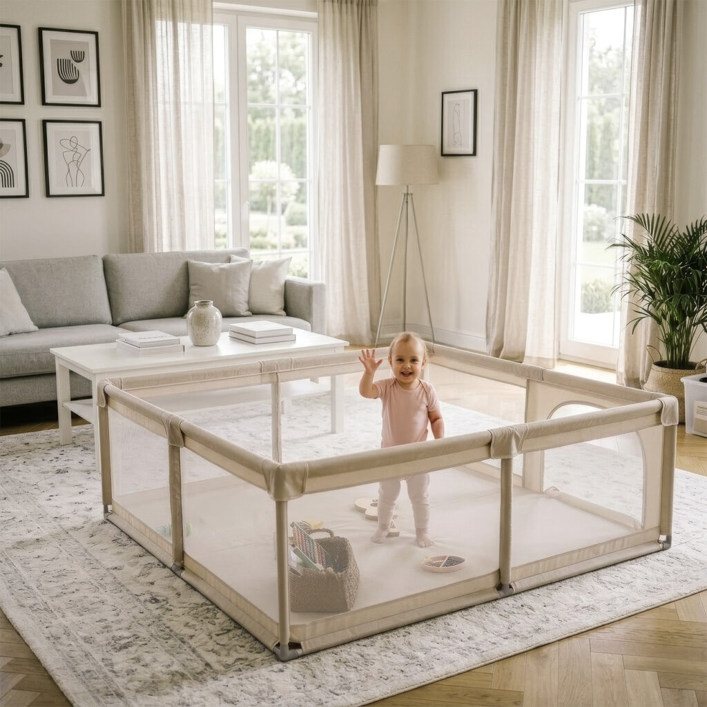 Kidwell FANKO XXL bērnu rotaļu manēža 202x182cm krāsa Beige